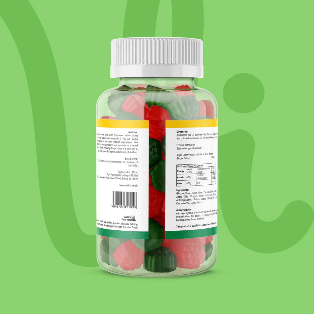 MultiVi - Apple Cider Vinegar (with the Mother) & Ginger - 60 Chewable Gummies