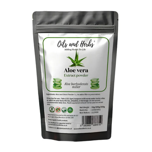 Oils & Herbs - 100% Organic Aloe Vera Extract Powder 7:1 - 500mg Powder - The Wellness Store®