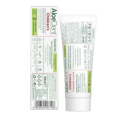 Aloe Dent – Children’s Strawberry Toothpaste – 50ml (Fluoride-Free)
