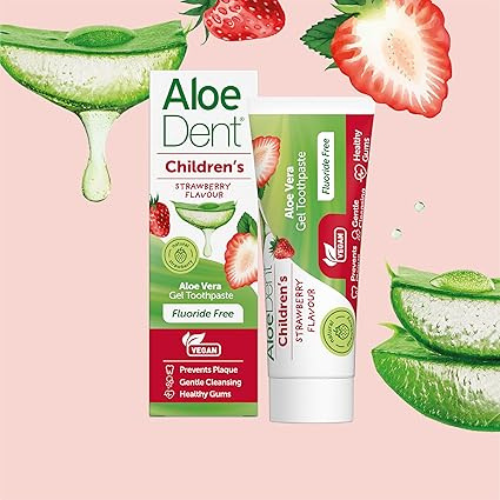 Aloe Dent – Children’s Strawberry Toothpaste – 50ml (Fluoride-Free)