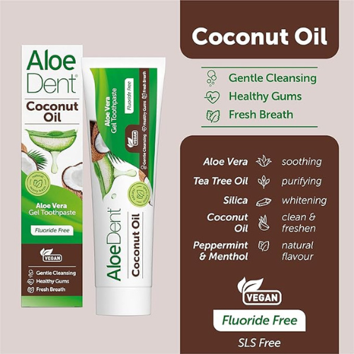 Aloe Dent – Coconut Oil Toothpaste (Fluoride Free) – 100ml