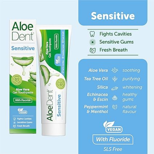 Aloe Dent – Sensitive Toothpaste with Aloe Vera, Echinacea & Fluoride – 100ml