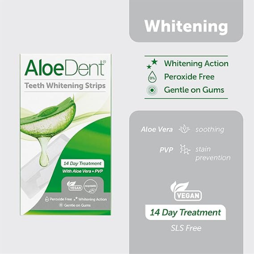 Aloe Dent – Teeth Whitening Strips with Aloe Vera – 28 Strips (14-Day Treatment)