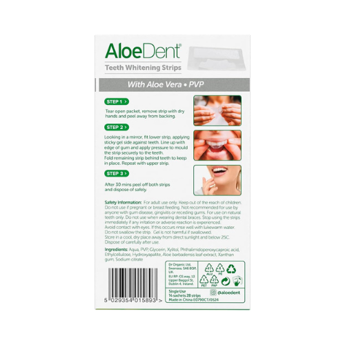 Aloe Dent – Teeth Whitening Strips with Aloe Vera – 28 Strips (14-Day Treatment)