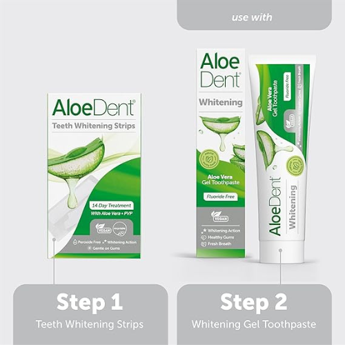 Aloe Dent – Teeth Whitening Strips with Aloe Vera – 28 Strips (14-Day Treatment)
