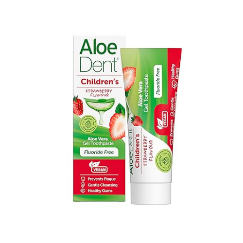 Aloe Dent – Children’s Strawberry Toothpaste – 50ml (Fluoride-Free)