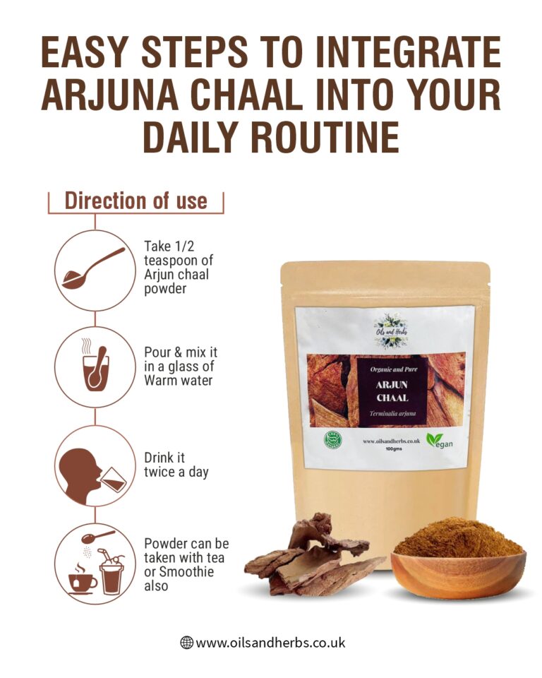 Oils & Herbs - 100% Organic Arjuna Chaal Powder (Terminalia arjuna) - 100g Powder