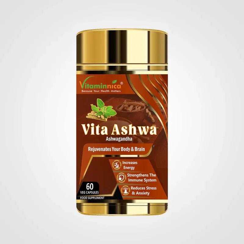 Vitaminnica Vita Ashwa- Ashwagandha 500mg- Rejuvenates your Body- 60 Capsules - The Wellness Store®