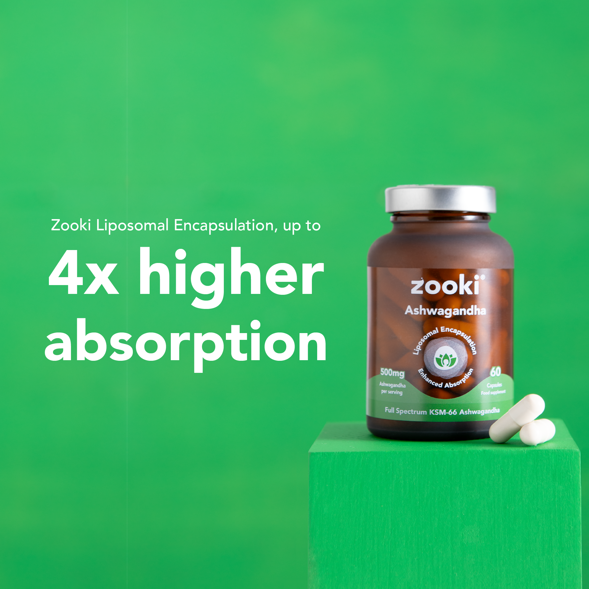 Zooki - Ashwagandha 500mg Liposomal KSM-66 - 60 Vegan Capsules
