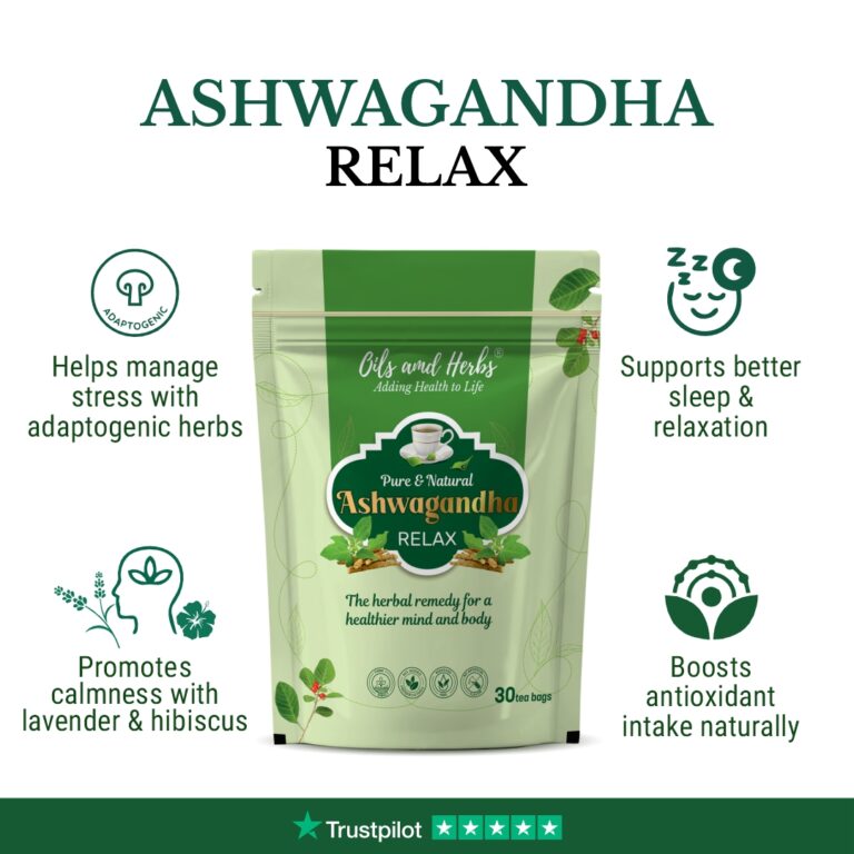 Oils & Herbs – Ashwagandha Herbal Tea Blend – 30 Tea Bags
