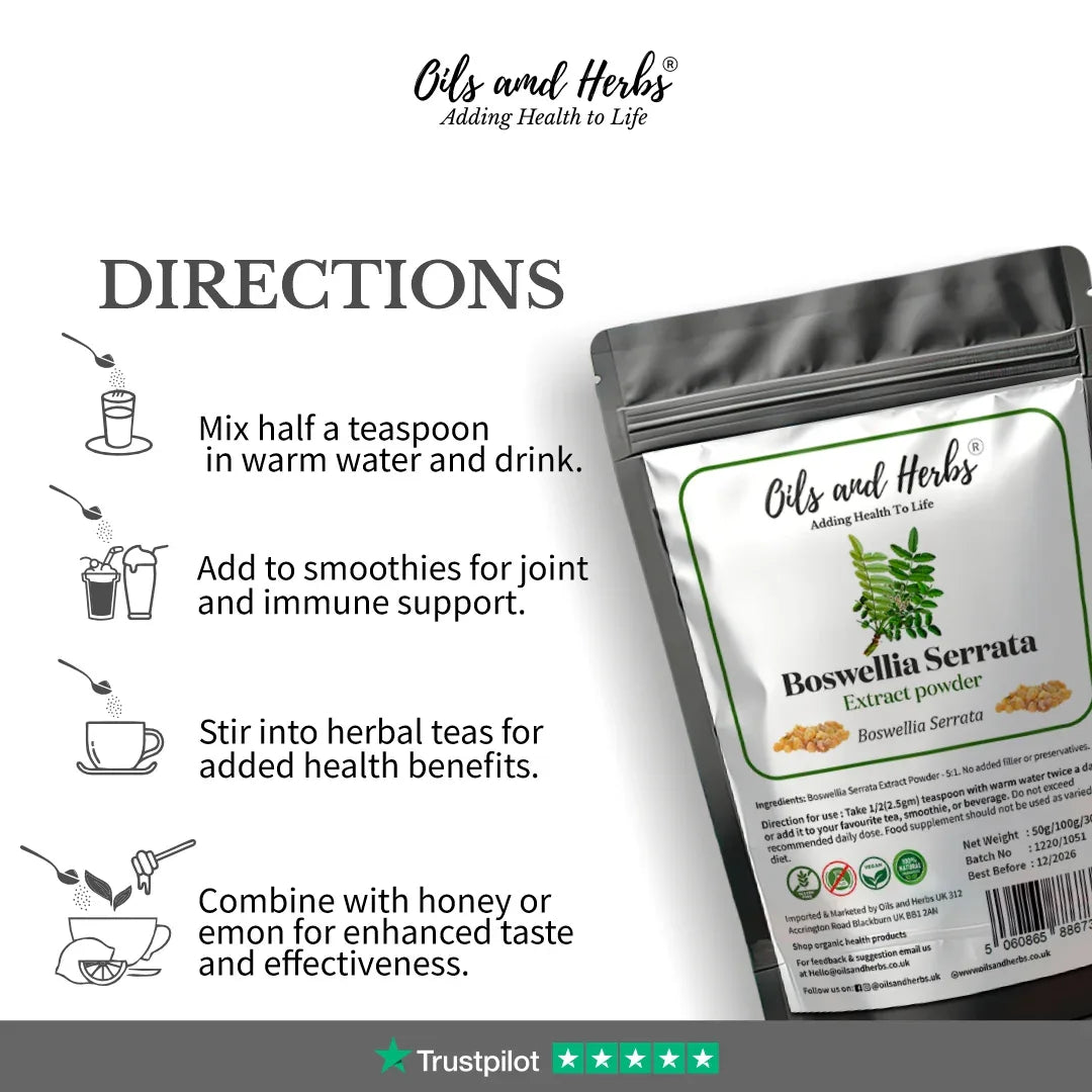 Oils & Herbs – High Strength Boswellia Serrata Extract Powder 5:1 - The Wellness Store®