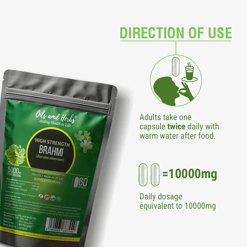 Oils & Herbs – High Strength Brahmi Capsules - The Wellness Store®