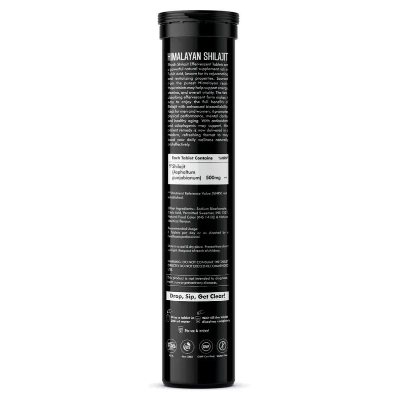 Vitaminnica Shilajit- 20 Effervescent Tablets – Natural Energy, Strength & Stamina Booster for Men & Women | Himalayan Shilajit Extract with Fulvic Acid for Vitality & Performance - The Wellness Store®