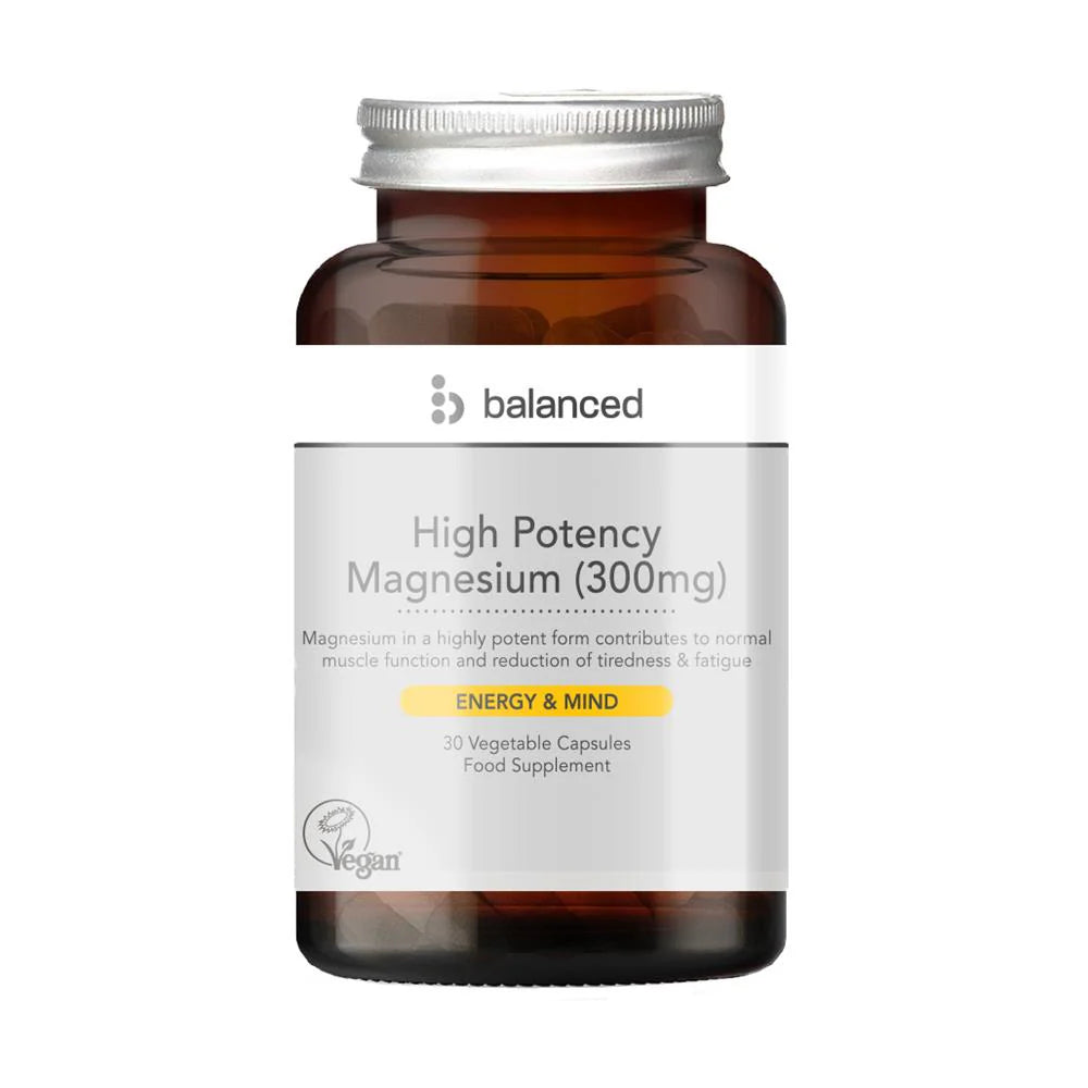 Balanced - High Potency Magnesium (300mg) - 30 Capsules (Reusable Bottle)