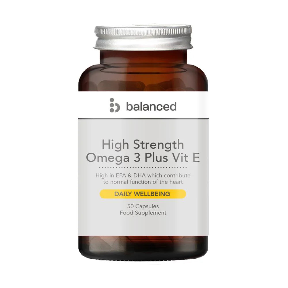 Balanced - High Strength Omega 3 + Vitamin E - 50 Gel Capsules (Reusable Bottle)