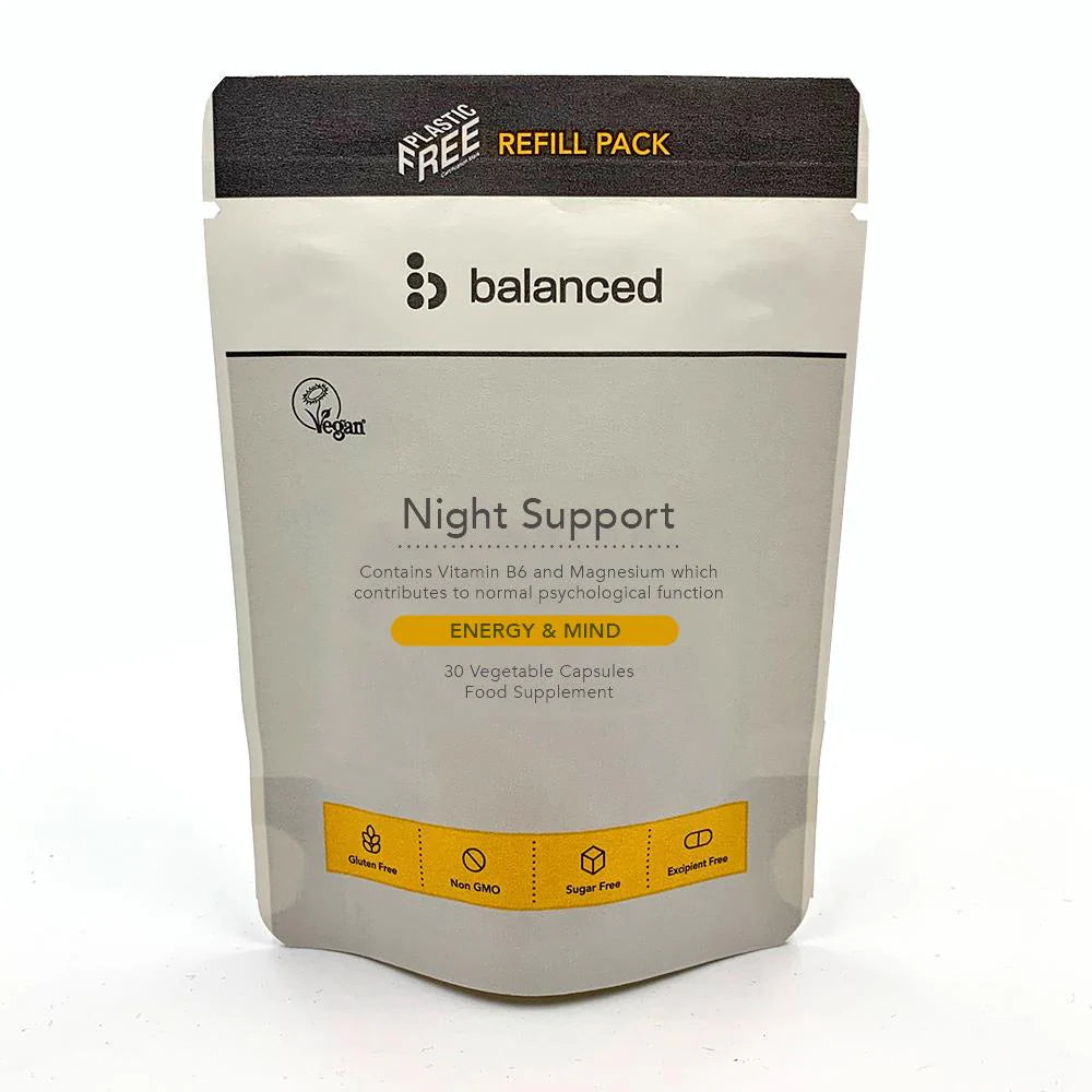 Balanced - Night Support with Vitamin B6 & Magnesium - 30 Capsules (Refill Pouch)