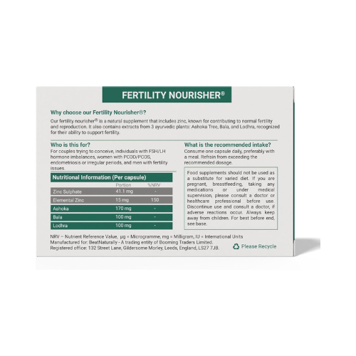 BeatNaturally - Fertility Nourisher with Zinc, Ashoka, Bala & Lodhra - 30 Capsules