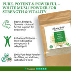 Oils & Herbs - 100% Organic White Musli Powder (Safed Musli) - 100g Powder
