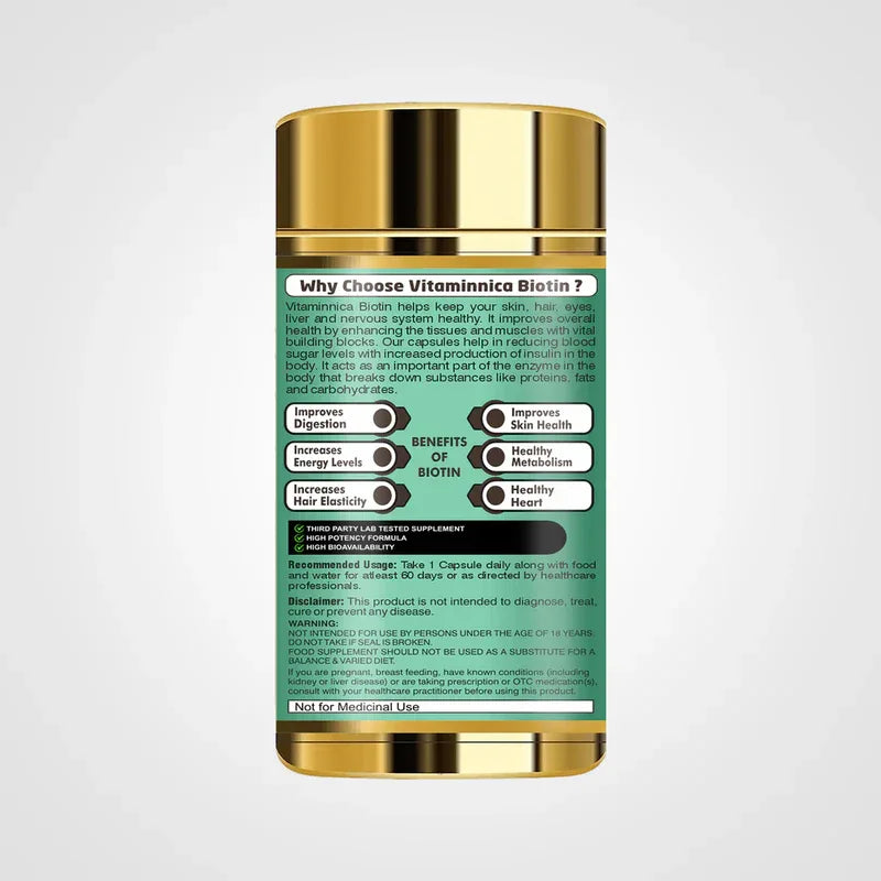 Vitaminnica Biotin - Better Hair, Skin and Nails - 60 Capsules - The Wellness Store®