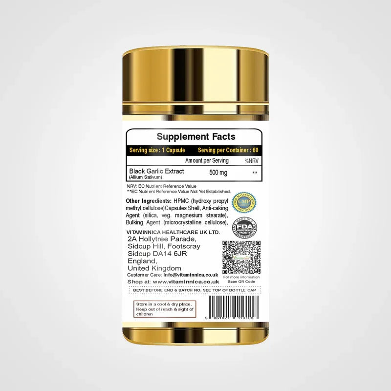 Vitaminnica Black Garlic - Better Immunity & Heart Health -60 Capsules - The Wellness Store®