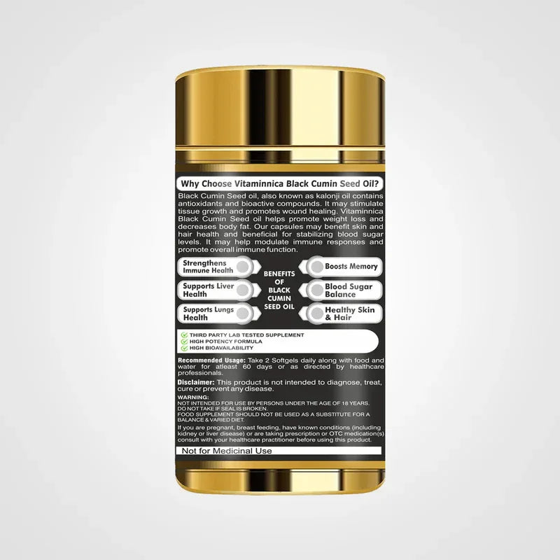 Vitaminnica Black Cumin Seed Oil 1000mg - 60 Capsules - The Wellness Store®