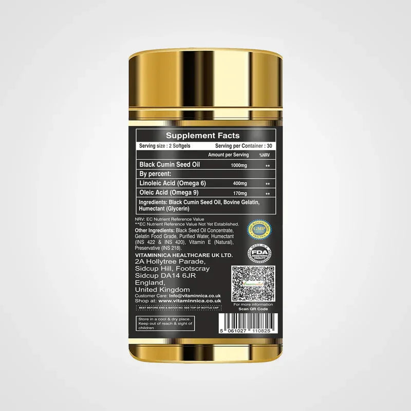 Vitaminnica Black Cumin Seed Oil 1000mg - 60 Capsules - The Wellness Store®