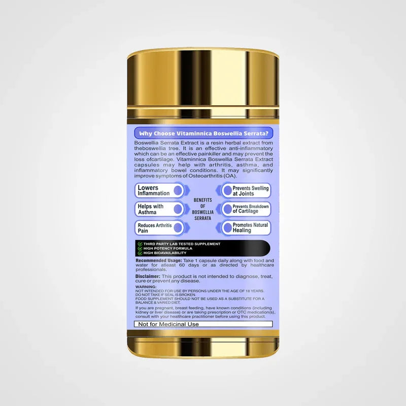 Vitaminnica Boswellia Serrata 2500mg (5:1 Extract)- 60 Vegan Capsules - The Wellness Store®