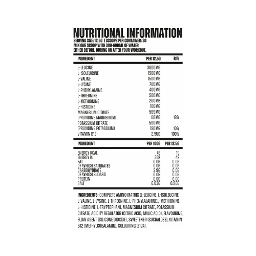 Complete Strength - COMPLETE AMINO Full Spectrum EAA + BCAA - 375g Powder (30 Servings)
