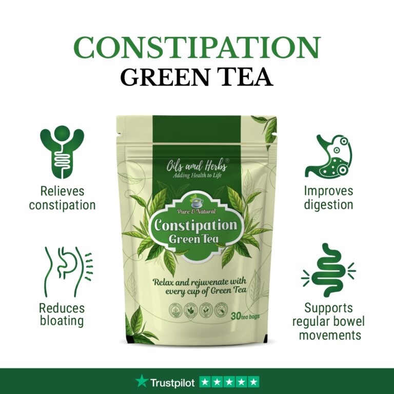Oils & Herbs – Natural Herbal Constipation Relief Green Tea – 30 Tea Bags