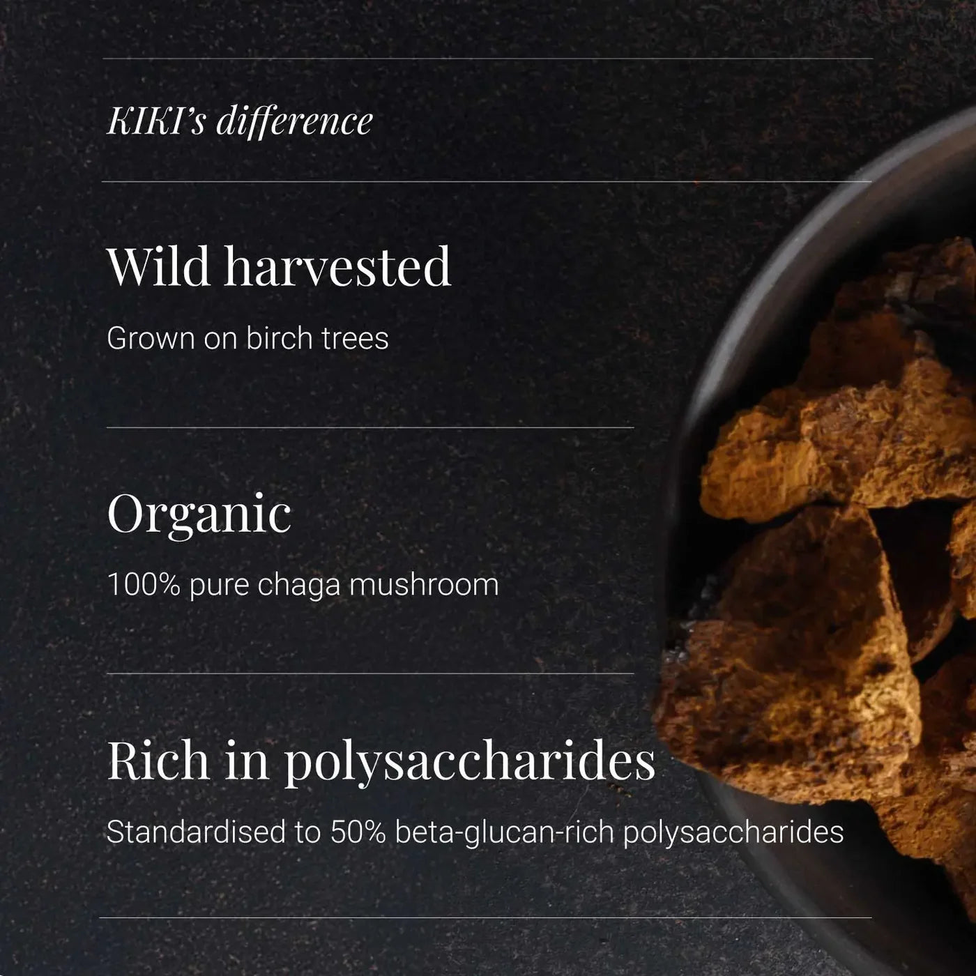 KIKI HEALTH - Chaga Extract, Organic - 60 Vegicaps