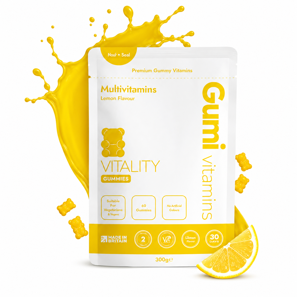 Gumi Vitamins - Vitality - Complete Multivitamin Formula 300g - 30 Servings (60 Gummies)