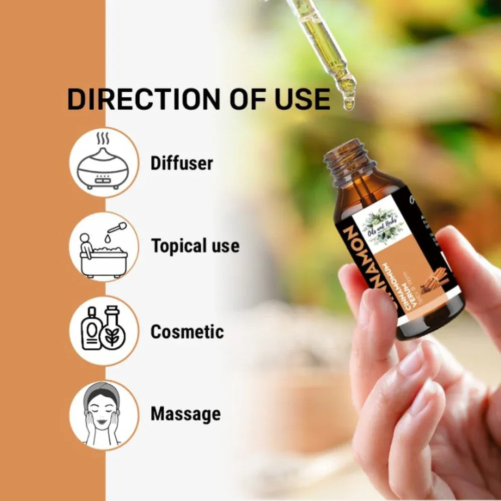 Oils & Herbs – Natural Cinnamon Essential Oil – 100% Pure & Undiluted - The Wellness Store®
