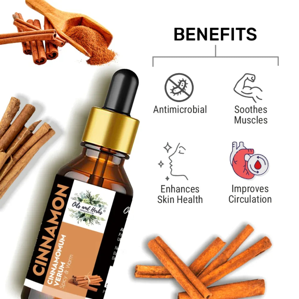Oils & Herbs – Natural Cinnamon Essential Oil – 100% Pure & Undiluted - The Wellness Store®