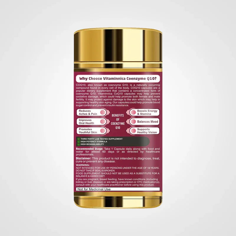 Vitaminnica Coenzyme Q10 120mg- 60 Capsules - The Wellness Store®