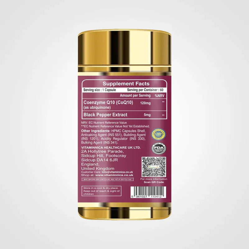 Vitaminnica Coenzyme Q10 120mg- 60 Capsules - The Wellness Store®