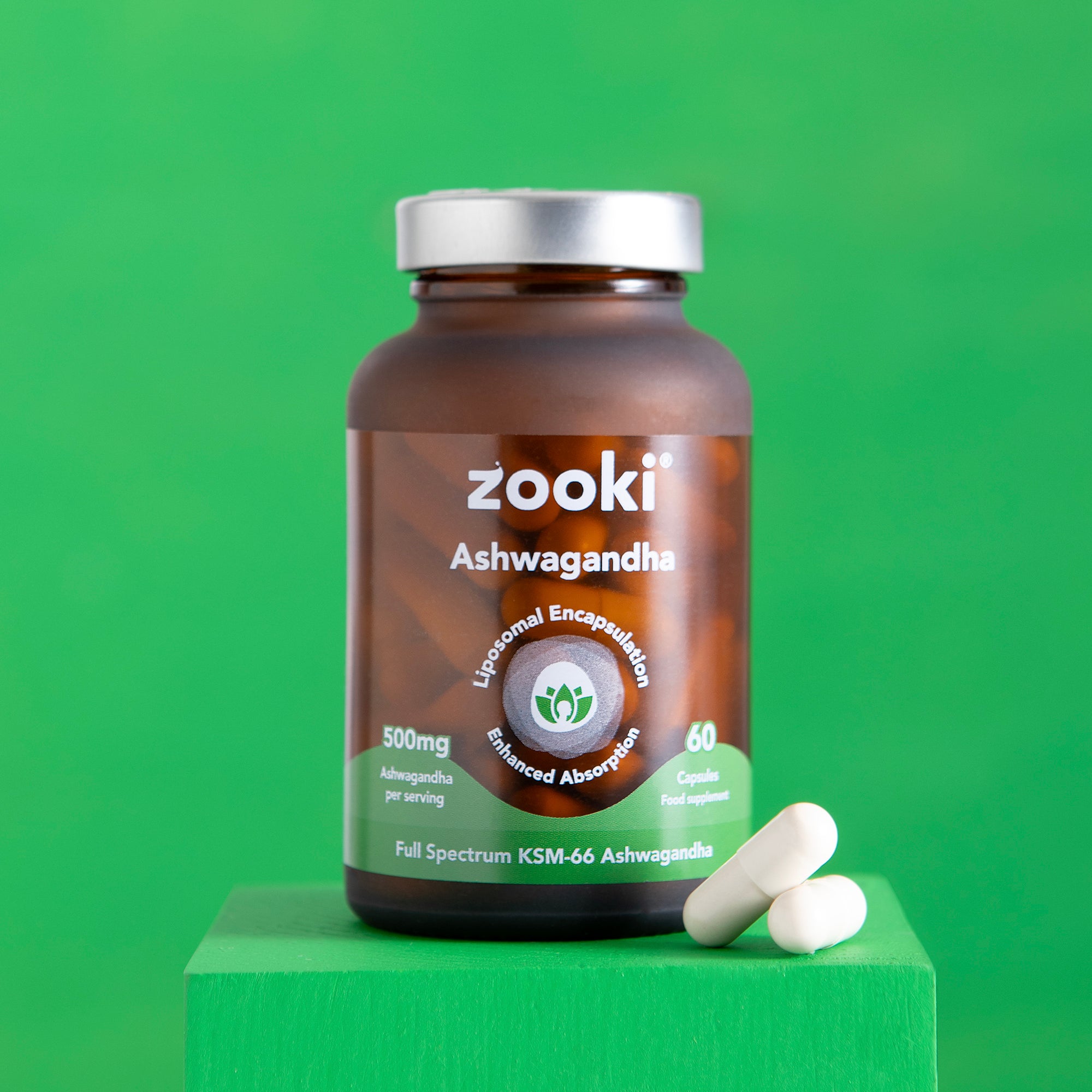 Zooki - Ashwagandha 500mg Liposomal KSM-66 - 60 Vegan Capsules