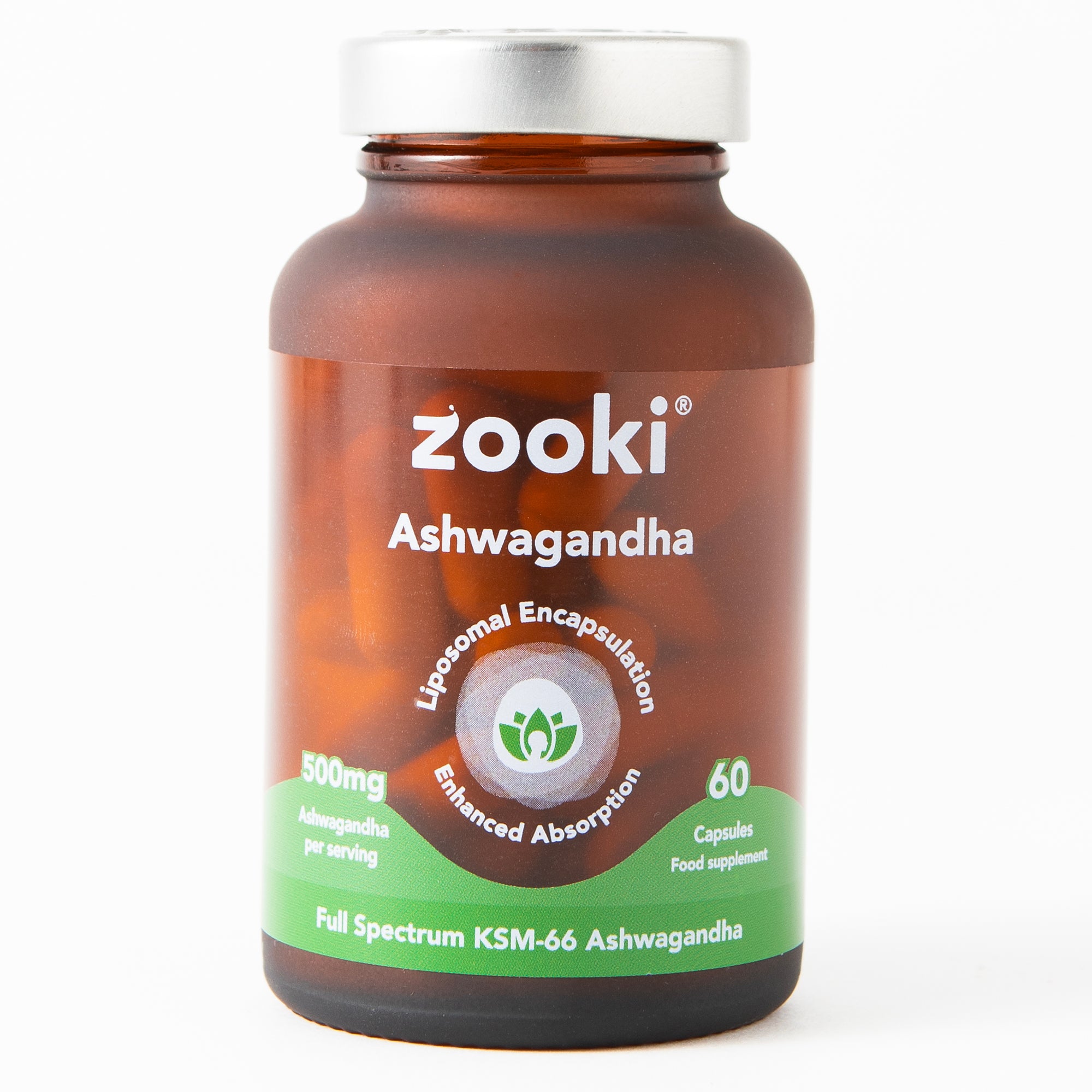 Zooki - Ashwagandha 500mg Liposomal KSM-66 - 60 Vegan Capsules