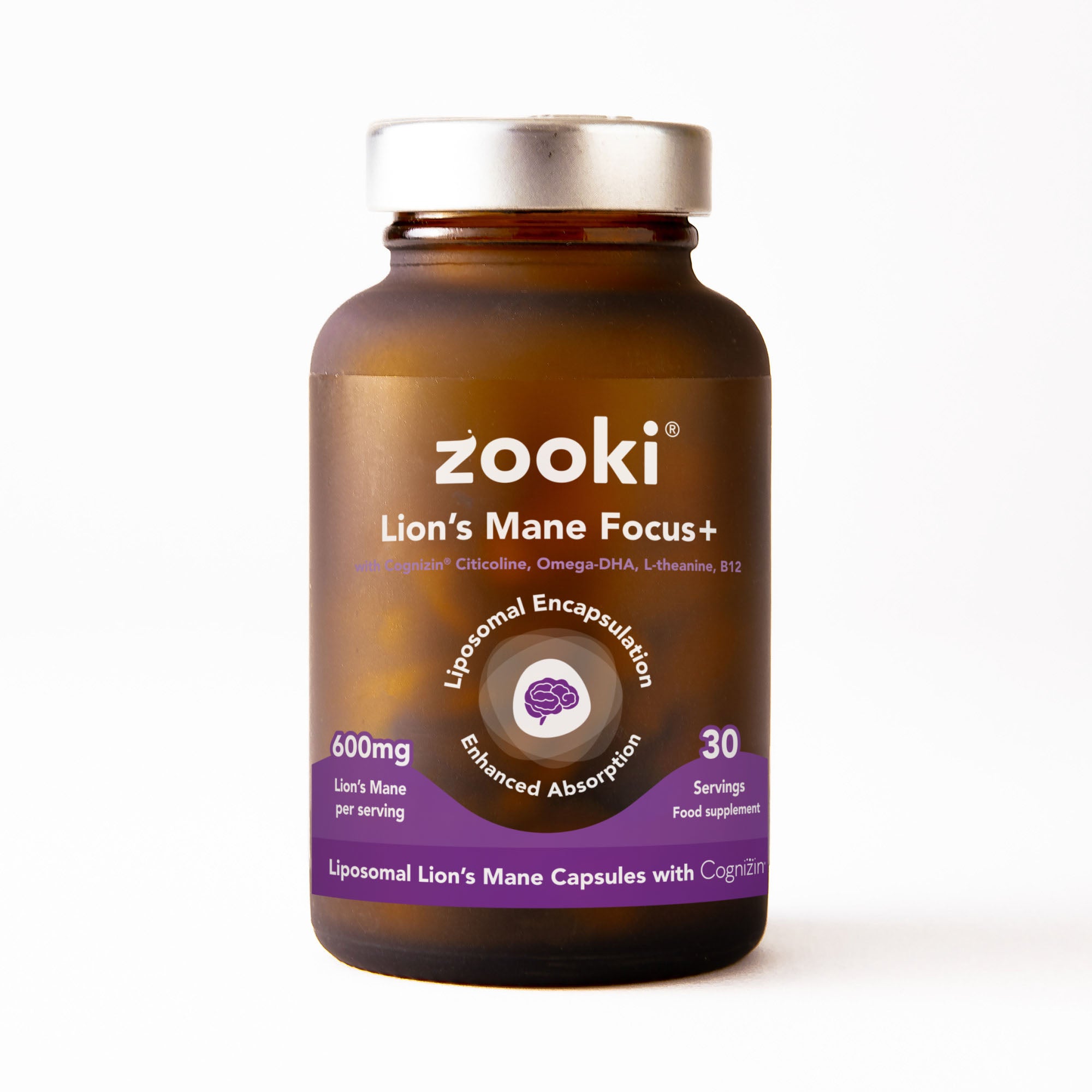 Zooki - Lion's Mane Focus+ 600mg Liposomal - 30 Vegan Capsules