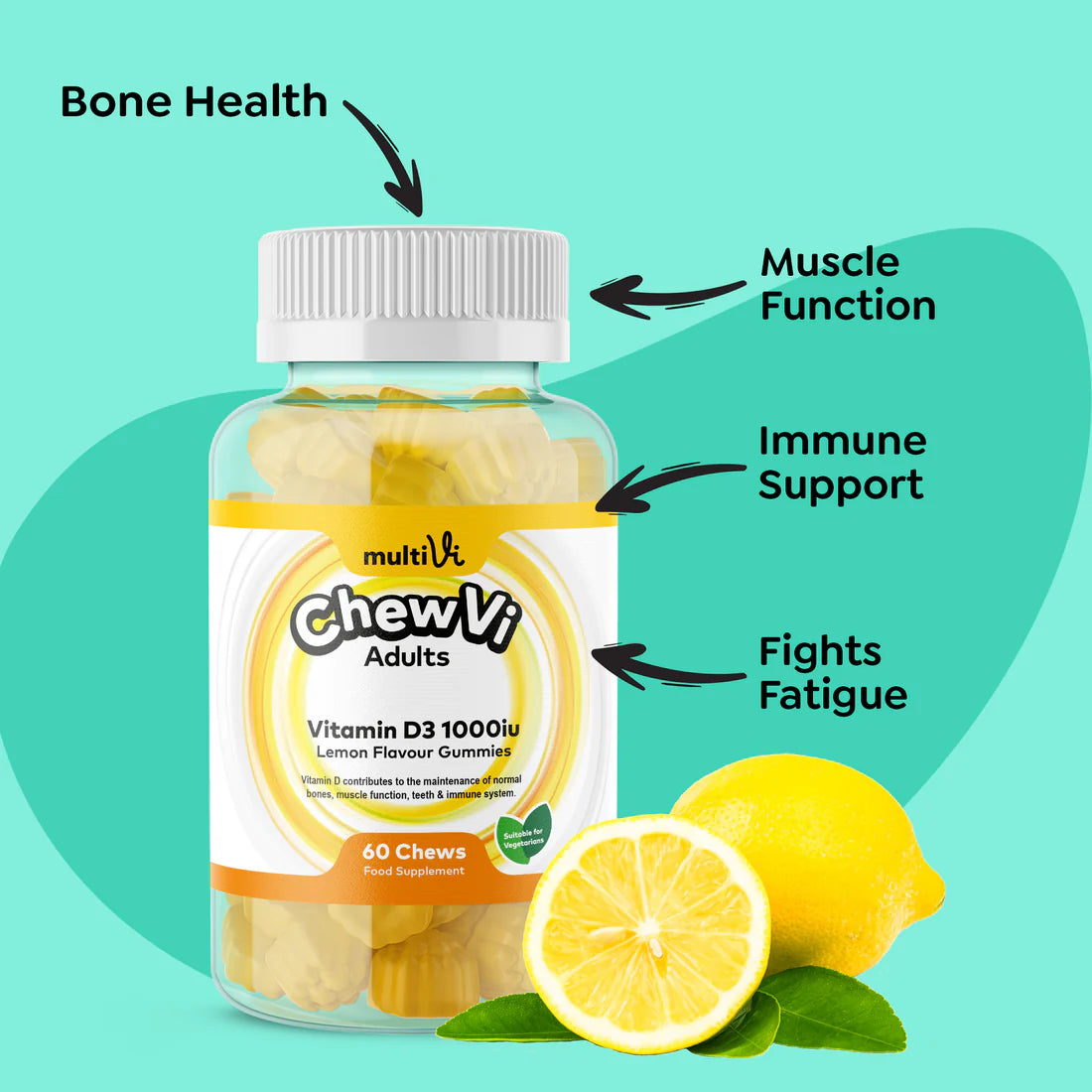 MultiVi – Vitamin D3 1000 IU – 60 Chewable Gummies