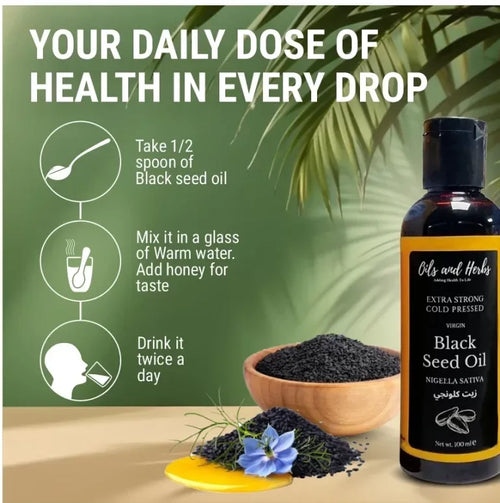 Oils & Herbs - Cold Pressed Black Seed Oil – Natural Plant Oil - 100ml - The Wellness Store®