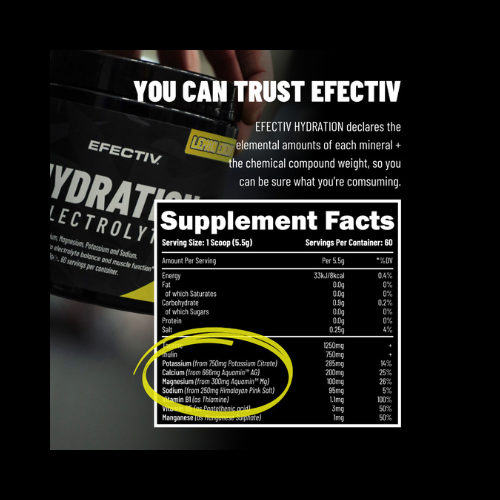 Efectiv Nutrition - Hydration Electrolytes - 330g Powder (Vegan)