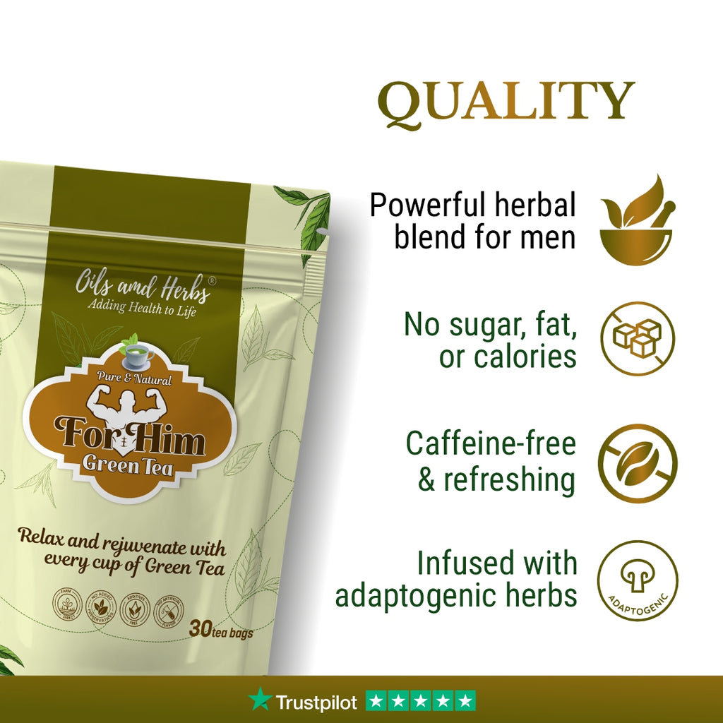 Oils & Herbs - For Him Green Tea Herbal Blend - 30 Tea Bags