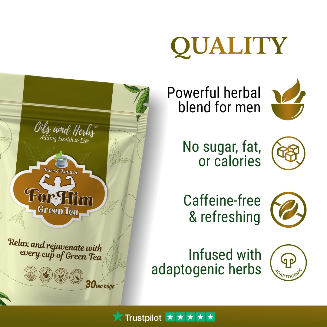 Oils & Herbs - For Him Green Tea Herbal Blend - 30 Tea Bags