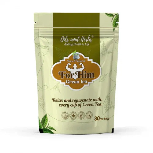 Oils & Herbs - For Him Green Tea Herbal Blend - 30 Tea Bags - The Wellness Store®
