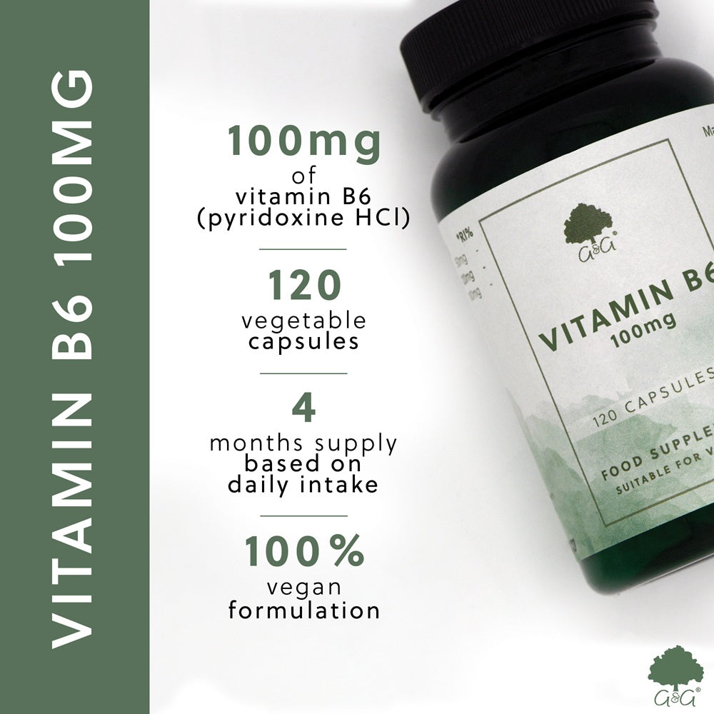 G&G Vitamins - Vitamin B6 100mg - 120 Vegan Capsules