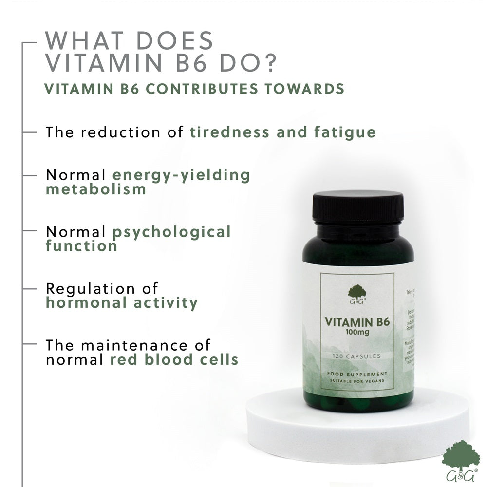 G&G Vitamins - Vitamin B6 100mg - 120 Vegan Capsules