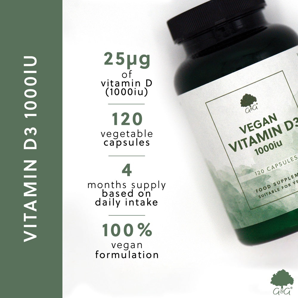 G&G Vitamins - Vitamin D3 1000iu - 120 Vegan Capsules