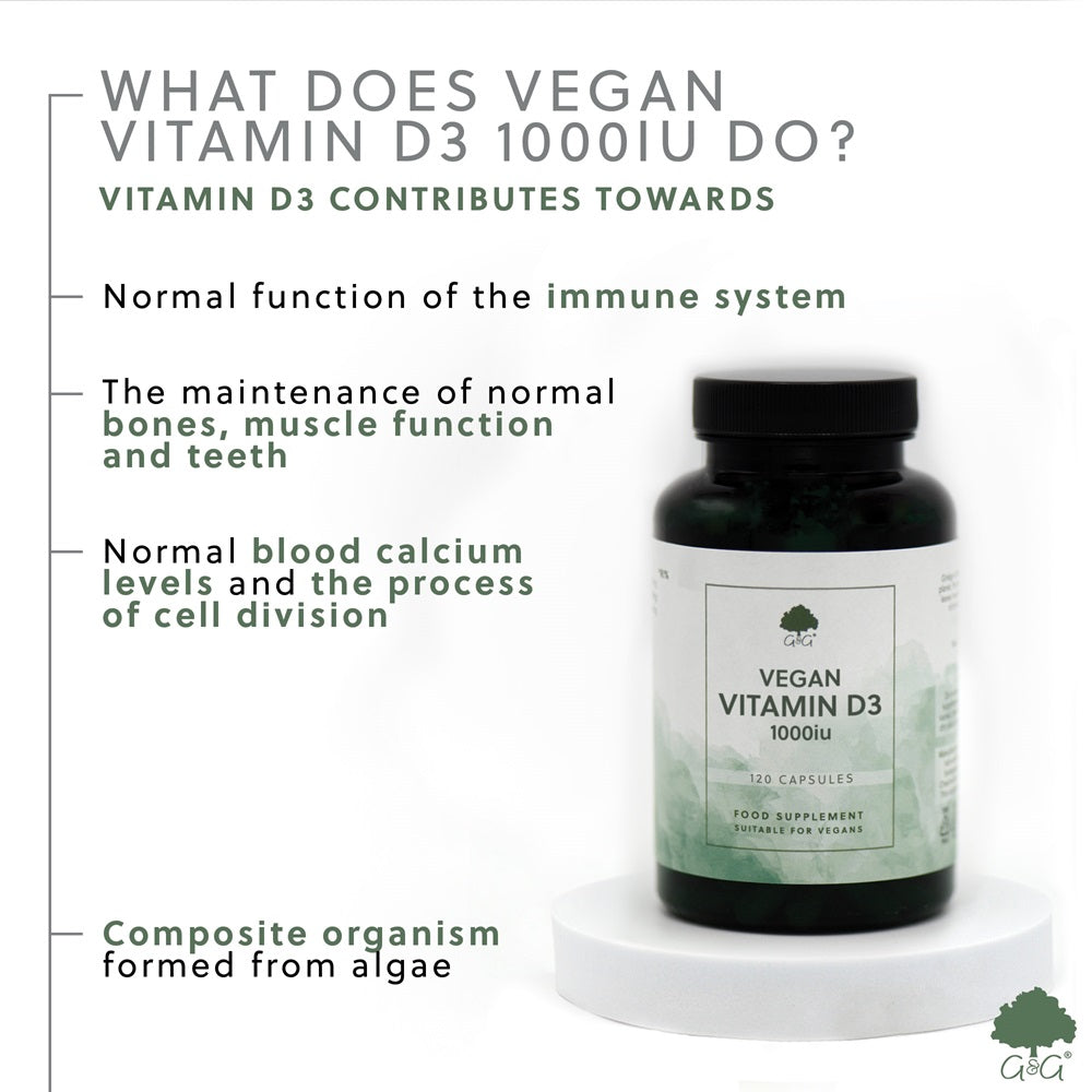 G&G Vitamins - Vitamin D3 1000iu - 120 Vegan Capsules