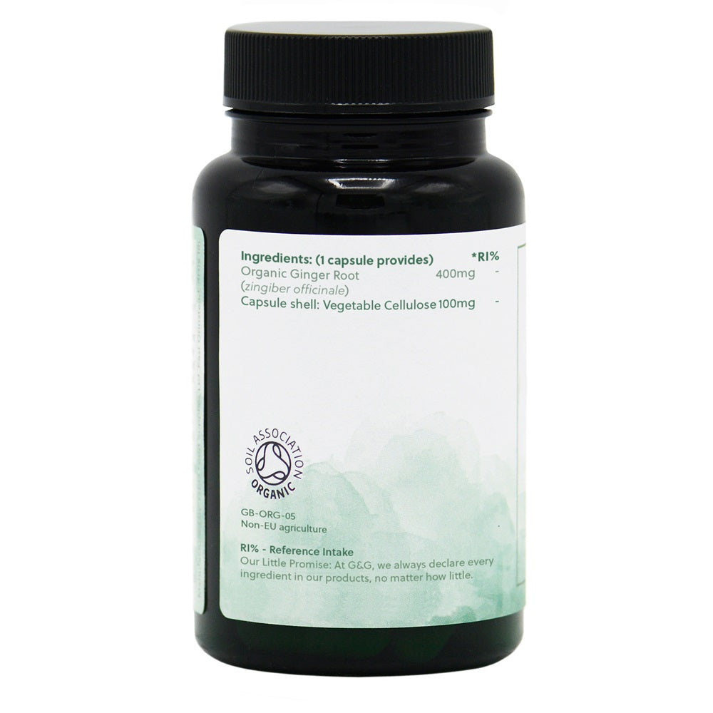 G&G Vitamins - Organic Ginger Root 400mg - 60 Vegan Capsules