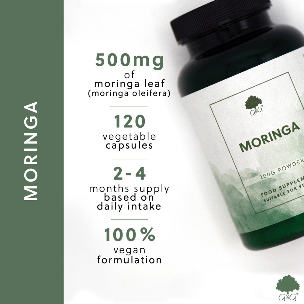 G&G Vitamins - Moringa Oleifera Leaf 500mg - 120 Vegan Capsules